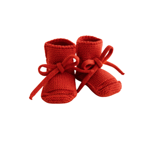 Hvid shoes Red – Merino wool baby shoes | The Wevershoek – Atelier de Wevershoek
