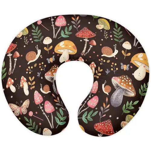 Cute Mushroom Baby Nursing Pillow Cover for Bottle Feeding, Stain Resistant Soft Breastfeeding Pillow Slipcover Breathable Pillow Cover for Infant Snug
