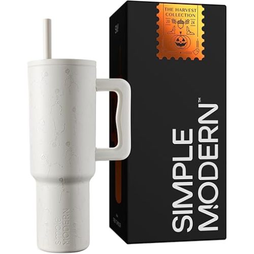 Simple Modern Halloween 40 oz Tumbler with Handle and Straw Lid | Leak-Proof Insulated Stainless Steel Water Bottle Travel Mug | Gifts for Women Men Him Her | Trek Signature | Dancing Skeletons