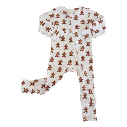 Gingerbread / Organic Pointelle 2-Way Zip Romper