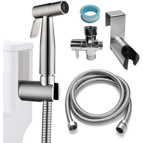 Handheld Bidet Sprayer for Toilet Adjustable Water Pressure Control Bidet Hose Attachment for Bathroom Shower Spray Stainless Steel Cloth Diaper Sprayer Kit