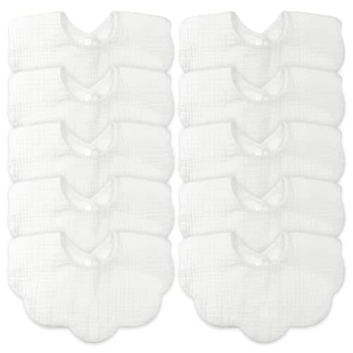 EllieHouse Baby Bibs for Girls Boys 10Pack Muslin Drool Teeth Drooling Teething Bibs Muslin Cotton for Infant Toddler