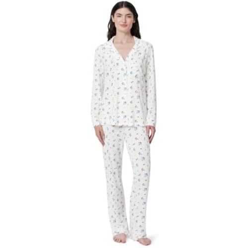 Amazon Essentials x Sofia Grainge Women's Stretch Modal Long-Sleeve Button-Front Top and Full-Length Bottom Pajama Set