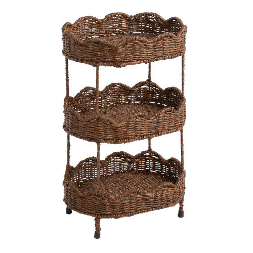 Daisy Oval Seagrass Scalloped 3 Tier Storage Tower - World Market