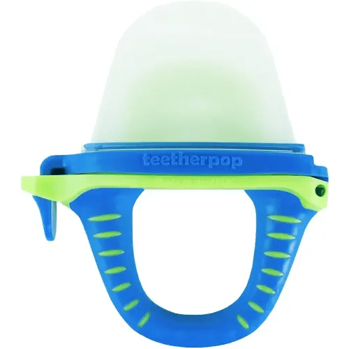 Teetherpop Fillable Silicone Teether for Babies – Breastmilk Popsicle Molds for Teething with Spill-Proof Sippy Slits – Freezable Baby Teethers for Liquids & Purées - Cooling Teething Relief -BlueLime