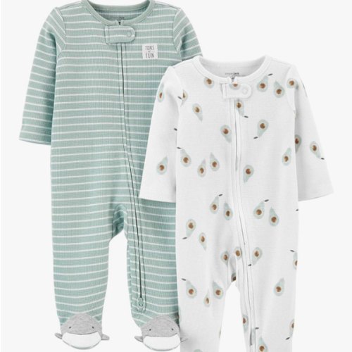 Simple Joys by Carter's Baby 2-Way Zip Thermal Footed Sleep and Play, Pack of 2