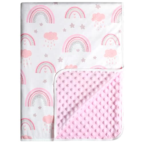 GUNTAIL Baby Blankets for Boys or Girls, Super Soft Nursery Crib Blanket, Newborn Blanket with Double Layer, Dotted Backing, Lightweight Baby Crib Blanket, 30 * 40 inche (Rainbow)