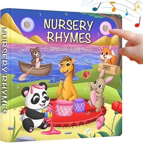 LEARNING BUGS Nursery Rhymes with Animal Friends – Sing Along with 15 Nursery Rhymes, Musical Books for Toddlers, 28-Button Music Book, Musical Toys for Toddlers 1-3
