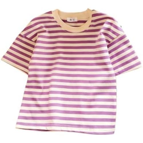 Toddler Boys Girls T Shirts Kids Colorful Striped Shirt Cotton Crew Neck Short Sleeve Tee Tops Blouse Baby Cute Casual Tshirt