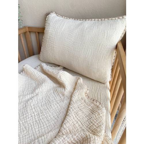 Organic 100% Cotton Baby Muslin Duvet Cover Set, 4 Layers Crib Set, Gauze Baby Blanket Cover, Nursery Bed Essentials Baby Essentials Bedding