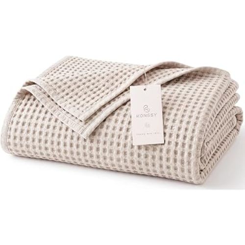 Konssy Waffle Baby Blanket for Boys & Girls, Soft Newborn Swaddle Blanket