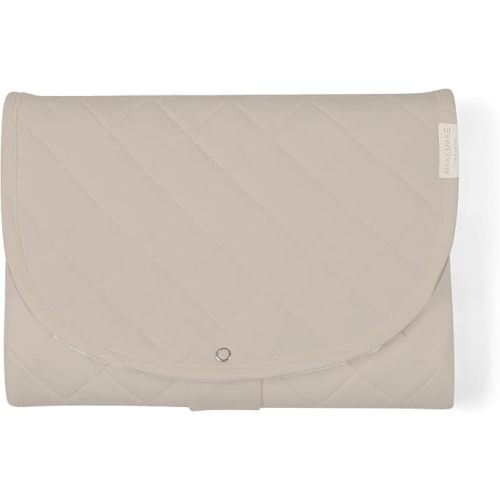 Makemake Organics Organic Portable Changing Pad GOTS Certified Organic Cotton Fill Portable Diaper Changing Mat Diaper Clutch Changing Station Kit Compact Travel Pad (33"x34", Solid Pecan)