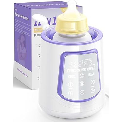 Fast Baby Bottle Warmer for Breastmilk, Smart 12 in 1 Breast Milk Warmer for Baby Essentials with Timer Temperature Control, Sterili-zing, Water Bath Technology, Baby Warmer for All Bottles Food Jars