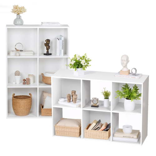 White Cube Storage Unit, 3-tier Bookcase with 6 Cube Storage Unit, Open Display Bookcase with Removable Back Panels for Living Room, Home Office, Bedroom