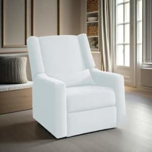Luxury Power Motion Motorized Recliner Chair Swivel Glider, Upholstered Living Room Reclining Chair in Bright White