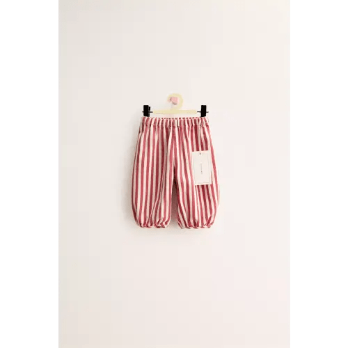 ZARA TIMELESS - STRIPED BAGGY TWILL PANTS - Red | ZARA United States