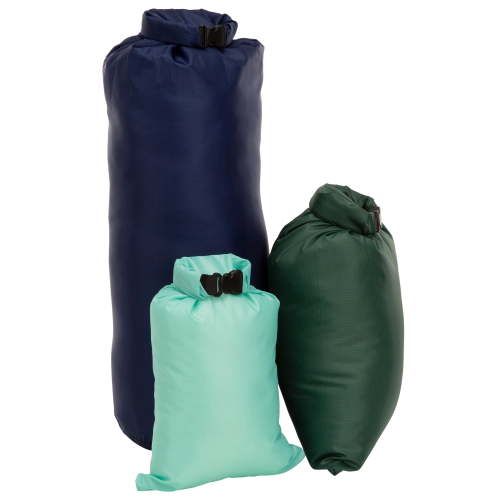 Outdoor Products Ultimate Dry Sacks Set, Waterproof, Camping, Hiking, Small to Large, 3 Pack, Green, Blue, 10.6 L