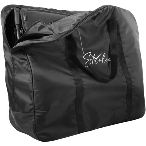 Strolee Padded Double Stroller Travel Bag & Protective Storage Cover for Airplane Gate Check - Universal Fit On Many Double Travel Strollers (Padded Black)