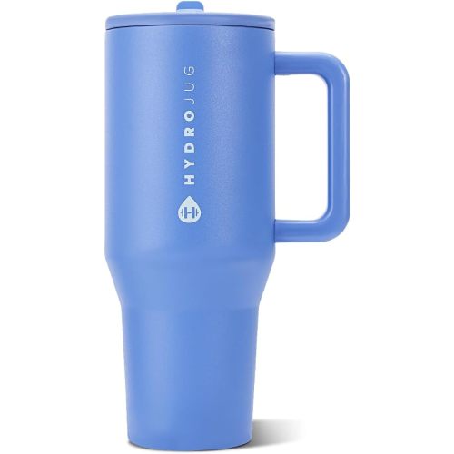 HydroJug Traveler 32oz, Insulated Tumbler with Handle & Straw, Light Blue
