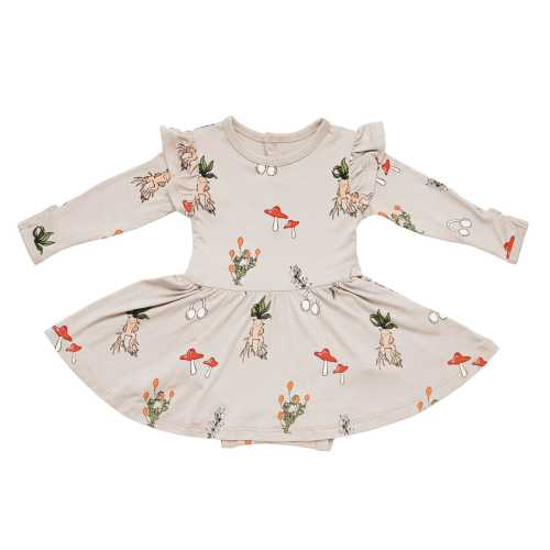 Long Sleeve Twirl Bodysuit Dress in Herbology