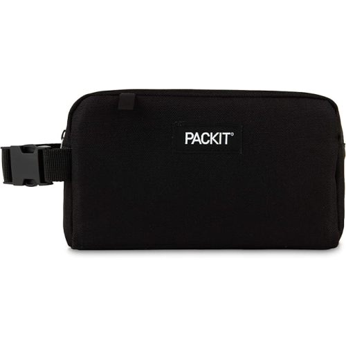 PackIt Freezable Snack Box, Black, Built with EcoFreeze Technology, Collapsible, Reusable, Zip Closure with Buckle Handle, Designed For Work Snacks, Fresh Snacks On the Go, Adults, and All Ages