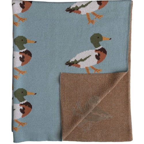 Creative Co-Op Cotton Knit Baby Blanket with Mallard Ducks, 40" L x 32" W