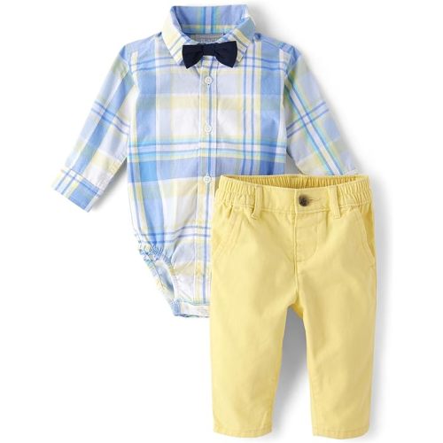 The Children's Place Baby Boys' And Newborn Button Down Shirt and Pants, 2 Piece Outfit