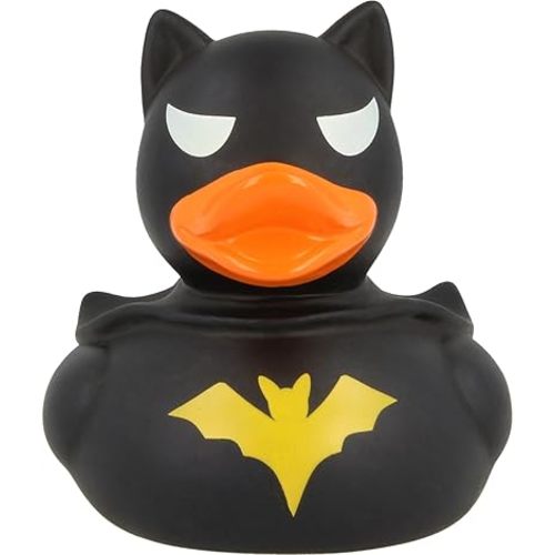 3 Inch Rubber Duck Superhero Bath Toy, Dark Color, Bat Logo, for All Ages