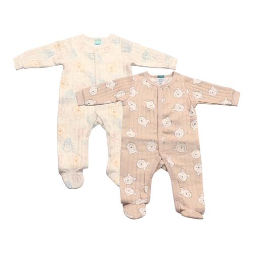 Magic Threadz Disney Clothes Baby Boys 2-Pack Quilted Footed Coveralls Mickey Mouse, Winnie the Pooh and Dumbo (0/3M-6/9M)