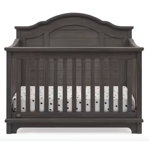 Simmons Kids Asher 6-in-1 Convertible Crib with Toddler Rail-Greenguard Gold Certified, Rustic Grey