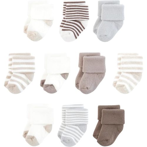 Touched by Nature Unisex Organic Cotton Socks, Neutral Stripes, 0-6 Months