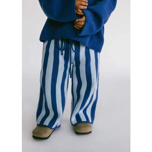 Knitted Striped Pants- Blue