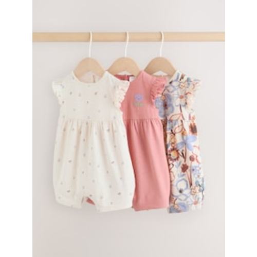 Buy Purple and White Floral Broderie Broderie 3 Pack Baby Rompers from Next USA