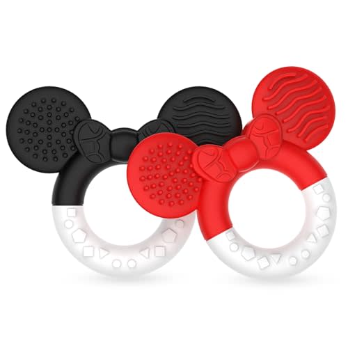 2 Packs Baby Teething Toys for Babies 3-6 6-12 Months，BPA Free Soft and Silicone Infant Teething Relief Soothing Sore Gums Baby Teethers Toys
