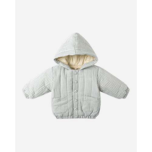 Hooded Woven Jacket || Blue Gingham – Quincy Mae