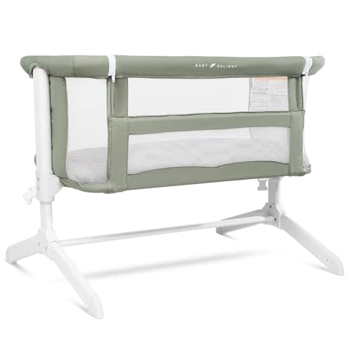 Baby Delight Beside Me Serenity Bassinet | Lightweight Bedside Sleeper & Baby Bassinet | 7-Position Height Adjustment | 100% GOTS Certified Organic Cotton Fabric | Organic Sage