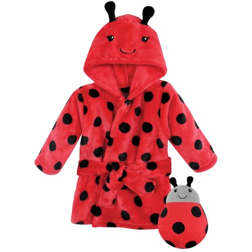 Hudson Baby Unisex Baby Plush Bathrobe and Toy Set, Ladybug, One Size - Ladybug - One Size