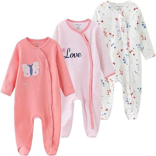 Kiddiezoom Baby Footed Cotton One-Piece Romper Jumpsuit Pajamas