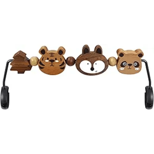 Baby Bjorn Bouncer Toy Bar - Toy Bar for Baby Bouncer Soft & Bliss, Easy to Attach and Remove, 360°Rotating Natural Wooden Toys, Exciting Design for Curious Babies, Safari Animals