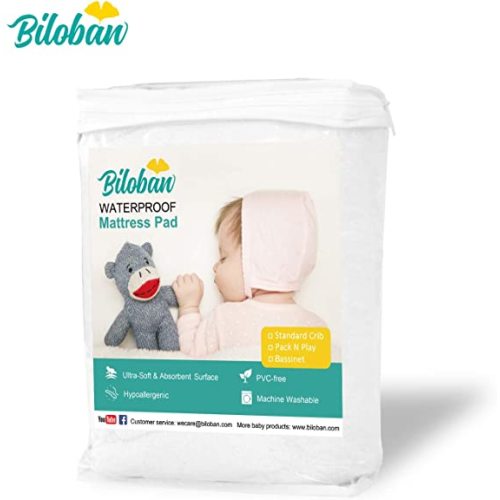 Bassinet Mattress Pad Cover(Improved Style), Waterproof, Fit for Hourglass/Oval Bassinet Mattress, 2 Pack, Ultra Soft Bamboo Fleece Surface, Washer & Dryer, No Loosen and Pre-Shrinked - White