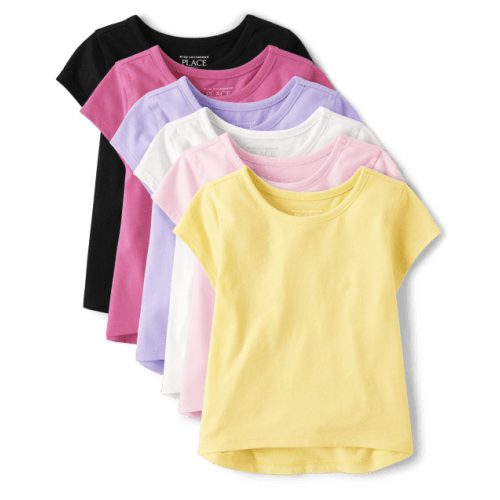 Toddler Girls High Low Tee Shirt 6-Pack - Pink