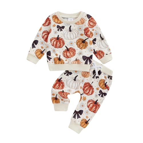 Cute Baby Girl Clothes Long Sleeve Print Sweatshirt Top and Pants Set Toddler Girl Fall Outfits