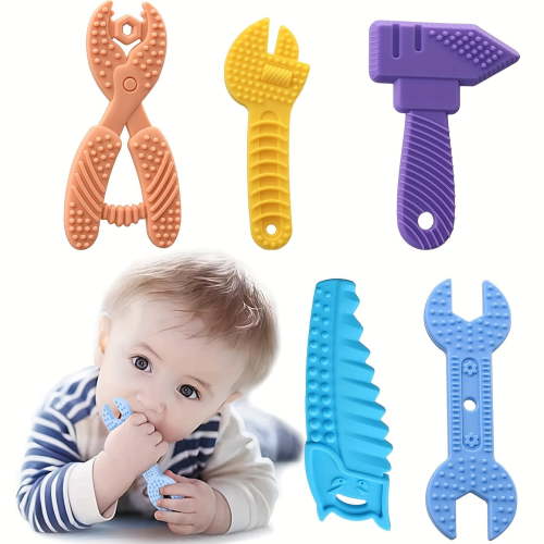 5pcs/Set Silicone Baby Teething Toys Sensory Tool Hammer Wrench Spanner Pliers - Walmart.ca