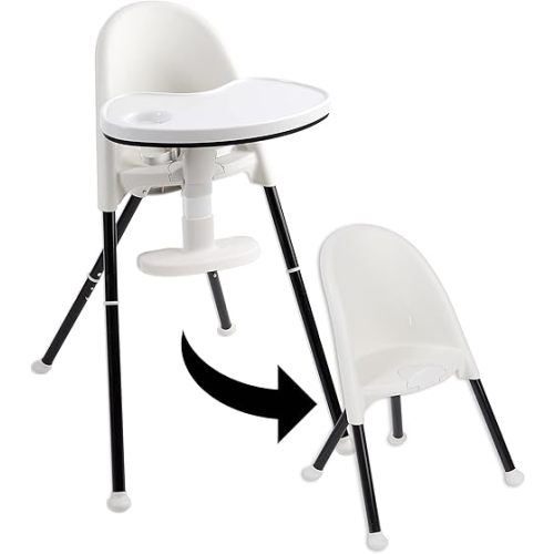 Primo Cozy Tot Deluxe Convertible Folding High Chair & Toddler Chair - Portable Foldable Baby Chair/Toddlers Highchair - Travel Friendly, Removable EZ Clean Tray, Black/White, 22"x21"x33.5"