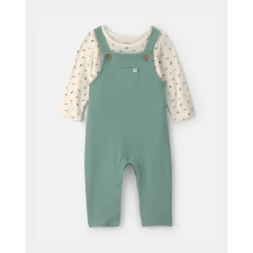 Baby 2-Piece Dinosaur Overall Set - Green/Cream | Carter's