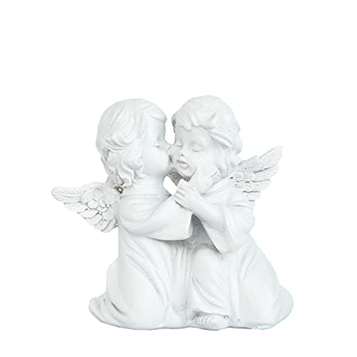Asng Cherubs Angels Resin Garden Statue Figurine, Adorable Angel Sculpture Memorial Statue, Indoor Outdoor Home Garden Decoration (Kiss Cherub-Right)
