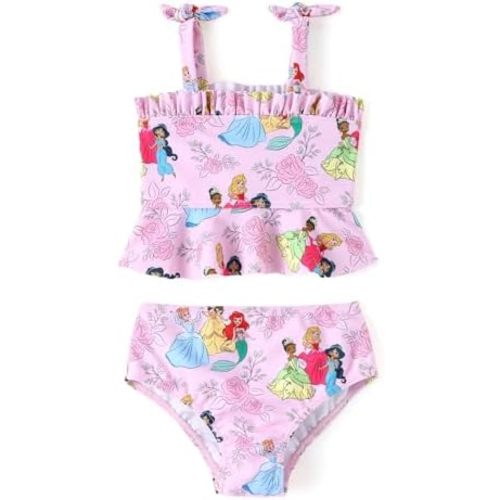 Disney Toddler Baby Girls 2PCS Bathing Suits UPF50+ Rash Guard Swimsuit Set