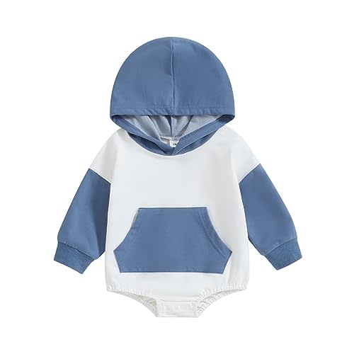 Thorn Tree Newborn Baby Boys Hooded Sweatshirt Long Sleeve Solid Romper Infant Baby Fall Winter Spring Outfits
