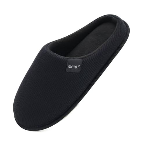 ONCAI Women's House Slippers, Cushion Memory Foam Waffle Upper Home Comfortable Warm Winter Cozy Soft Lightweight Indoor Best House Shoes Non-slip Rubber Sole US Size 5-11