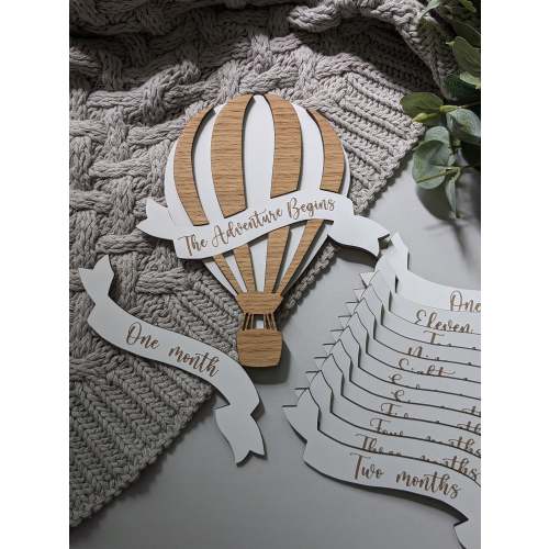 Hot Air Balloon Milestone Prop | Interchangeable Milestone Photo Prop | Hot Air Balloon Photo Prop | Baby Milestones Plaque| Hot Air Balloon